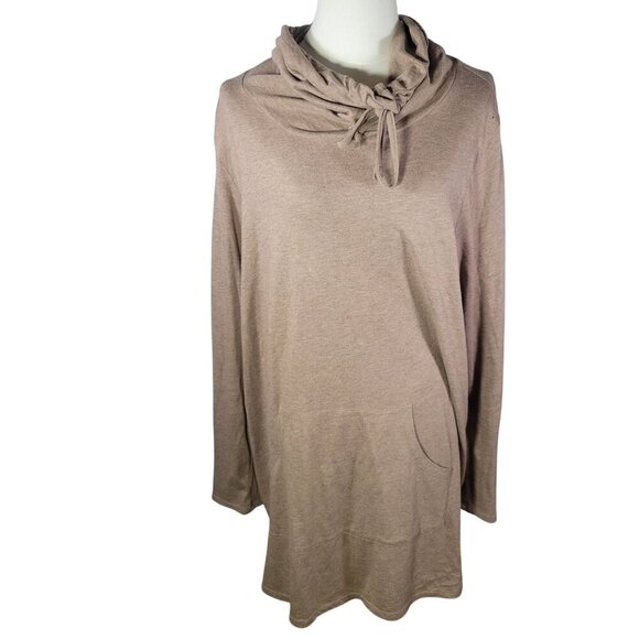 PureJill Women Tan Long Sleeve Tunic With Cowl Neck & Front Pocket Size L - Picture 1 of 11